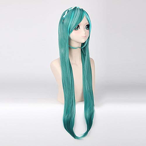 Anime de alta calidad Vocaloid Hatsune Miku Peluca sintética Juego de disfraces Pelucas Cosplay miku Pelucas de pelo azul ondulado largo + gorra de peluca Talla única PL-449