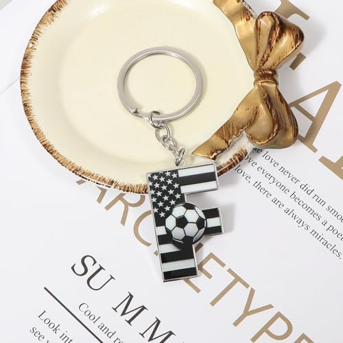 Bag Charms Initial A-Z Letter Keychain Bag Charm Soccer Keychain for Handbags Sports Bag