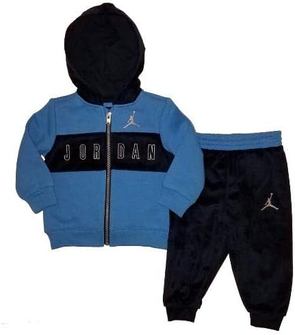 Amazon Nike ナイキ ジョーダン ふわふわベロア素材が超キュート 男の子用jordan ジャンプマン刺繍入りフード付きベロアジャージ上下2点セット Obsidian パーカー 出産祝い セットアップ ジョガーパンツ 並行輸入品 ジャージ 通販