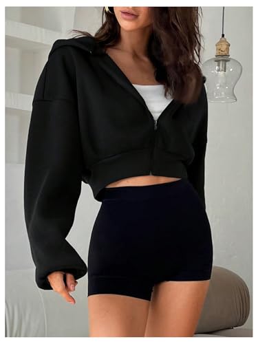 SOLY HUX Women's Zip Up Hoodies Crop Sweatshirt Jacket Long Sleeve Shirts Outerwear Fall Outfits3