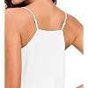 Evera B Womens V Neck Spaghetti Strap Tank Tops Dressy Casual Camisole Blouses Sleeveless Loose Cami Basic Tank Shirt (Large, Adj Strap Off Wht)