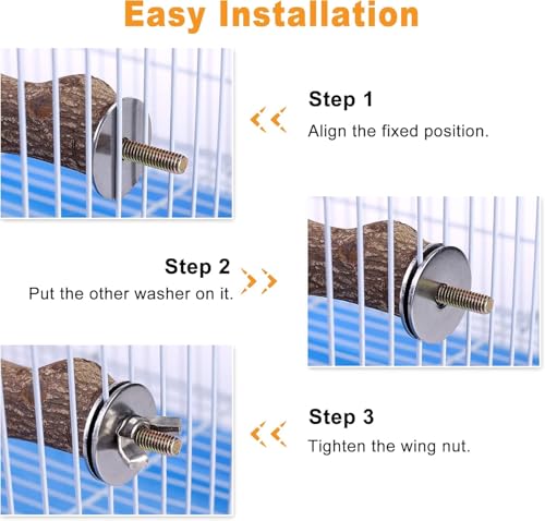 Natural Wood Parrot Stand Set, 5 pcs Bird Perch Birdcage Stand Branch - Image 4