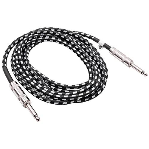vhbw 3m Guitar AUX Cable for Electric Guitar compatible with all 6.35mm Audio-Ports - Audio Lead, Cord with 6.3mm Jack, Straight, Braided