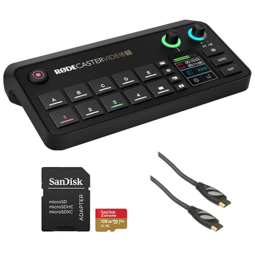 RODE RODECaster Video S All-in-One Audio/Video Console Bundle with Pearstone Standard Series HDMI to...