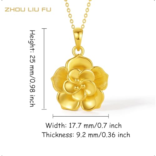 24K Solid Gold Pendant for Women, Real Pure Gold Jewelry Accessory Flower Pendant for Men Girlfriend (Not Include Necklace)2