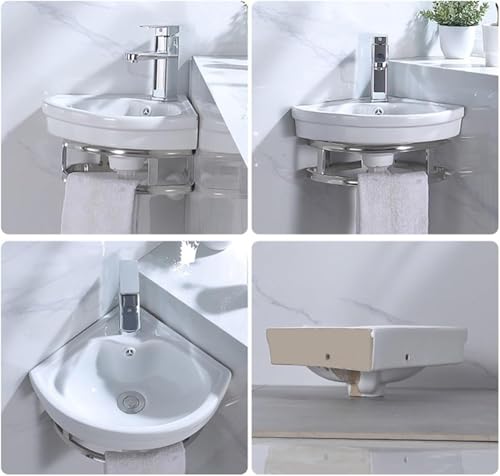 Lavabo de esquina de cerámica moderno 31x31 cm para baño pequeño 4