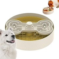 MateeyLife Large Slow Feeder Dog Bowl Set - 2 Puzzle Bowls To Slow Down Eating, Anti-Choke & Anti-Slip - 4 Cup Capacity Gray & Black