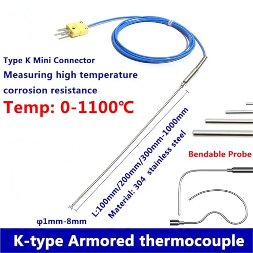 Cable de sensor termopar tipo K flexible WRNK-191 para medición de temperatura a 1100°C 2