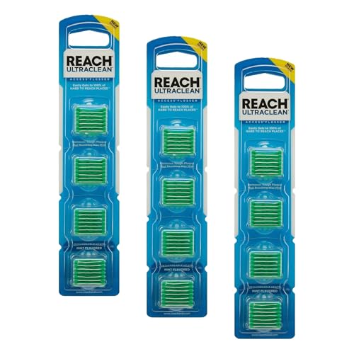 REACH Ultraclean Access Flosser Refill Heads, Mint, Plaque Remover for Teeth, Shred Resistant, for Hard to Reach Areas, Oral Care, PFAS Free, for Adults & Kids, 28 Count (Pack of 3)