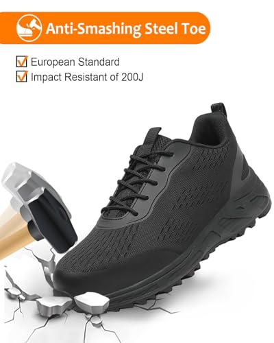 VikoViren Steel Toe Shoes for Men Women Comfortable Lightweight Safety Work Shoes Non Slip Puncture Proof Indestructible Construction Steel Toe Sneakers2