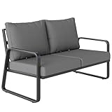 Outsunny Canapé de Jardin 2 Places avec Coussins Épais, Housses Amovibles et Accoudoirs Modernes, Salon de Jardin Capacité 240 kg, Canapé d'Extérieur pour Balcon, Gris Clair