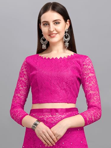 Image of LOROFY Women's Brasso Net Saree With Blouse