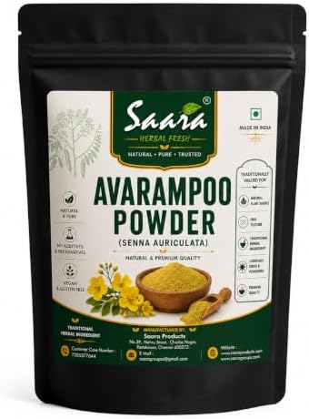 Saara HERBAL FRESH Avarampoo Powder, Tangedu Flower, Tarwar, Avaram Senna, Senna Auriculata, For Body, Skin, Face And Hair Care (Pack Of 15),50 Grams