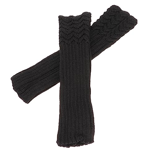 BESPORTBLE 1 Par Mitones Dedo Espesar Mujer Lana Medio Dama Para Manga Guantes Guante De Invierno Acrílico Negro