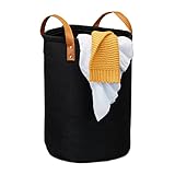 cesta negra bicicleta Fieltro: moderno con encanto natural; cubo colada con detalles de cuero sintético marrón; en negro