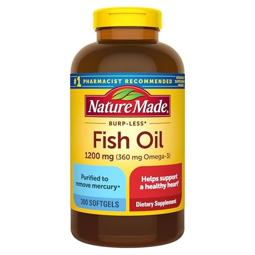 Nature Made Burp-Less Fish Oil 1200 mg, 300 Softgels, Fish Oil Omega 3 Supplement For Heart Health