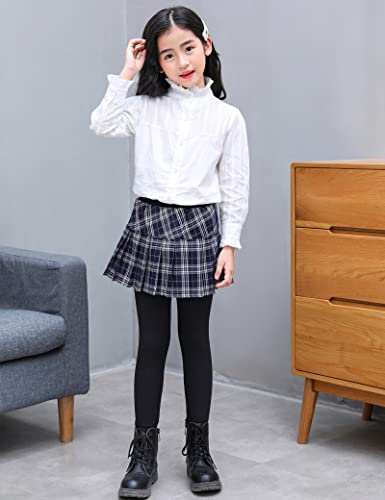 Kiench Girls' Leggings with Plaid Pleated Skirts Attached Pants High Waist2