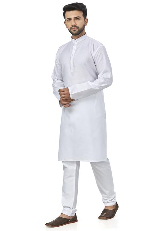 Be Active Men's Traditional Solid Full Sleeves Kurta || Cotton Kurta For Men || Men Kurta For Wedding || Kurta For Men (N-Rfsk0001 1 Kr S) White