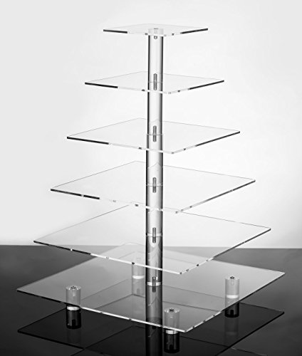 Jusalpha® Large 6 Tier Wedding Party Square Cupcake Stand-Cake Stand-Cupcake Tower-Dessert Display Stand (Large 6 Tier With Base) (6Sf) #TOP1