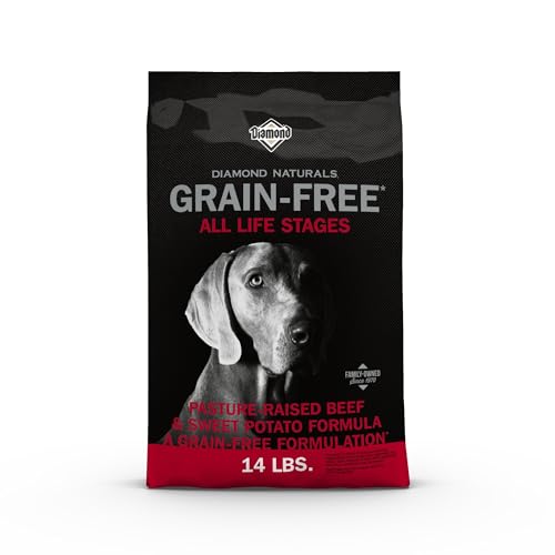 Diamond Naturals Grain-Free Recipe All Life Stages, Real Meat Protein Dog Food Premium Pastured-Raised Beef and Sweet Potato, with Taurine, and Omega Fatty Acids, for all Breed Sizes 14lb