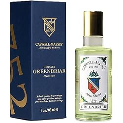 Caswell-Massey Greenbriar Gold Cap After Shave, Soothing Aftershave with Petitgrain, Mandarin & Sage, 3 Fl Oz