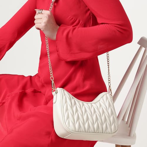 Image of Fastrack QuiltCrush Sling | Faux-Leather Women's Sling Bag| Detachable Chain Strap, Gold Hardware, Internal Pockets & Zipper Closure