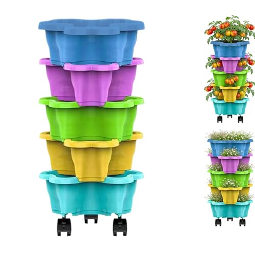 Jardinière À Fraises Empilable, Jardinière Verticale À 4/5 Niveaux, Tour De Culture À Fraises À Plusieurs Niveaux Peu Encombrante, Pots De Culture De...