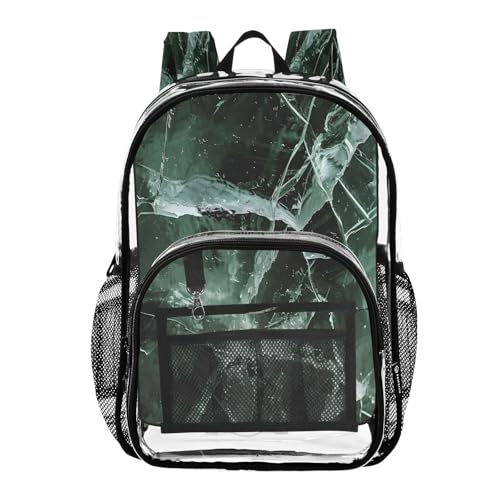 Broken Glass Marble Clear Backpack Heavy Duty See Through Transparent PVC BookBag for Kids Boy Girl School Work