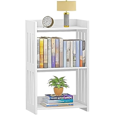 HAYOFAMY Bookshelf, Bookcase for Small Spaces, 3 Tier White Book Organizer Storage Display Rack for Kids Room, Living Room, Office, Bedroom and Bathroom Cover