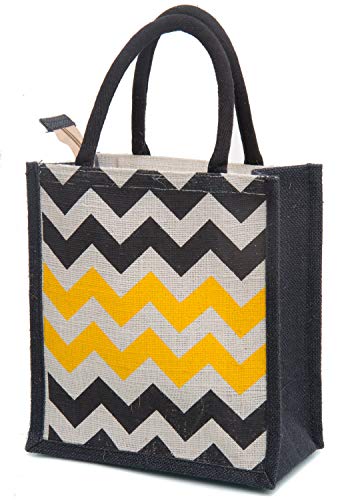Image of H&B Jute Bags for Lunch for Men Jute Bags with Zip - Zigzag