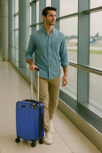 World Traveler Dejuno Cornwall Lightweight Hardside Spinner Luggage, Navy, Carry-On2