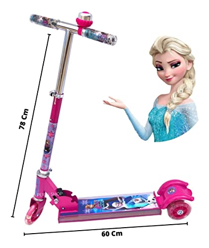Patinete Frozen Infantil Menina 3 Rodas Freio Buzina Led