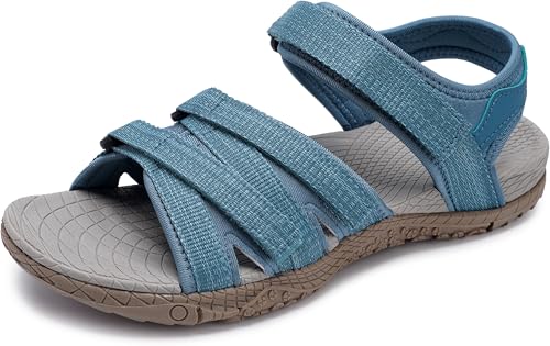 WHITIN Women's Hiking Sandals, Arch Support, Size 6, Blue