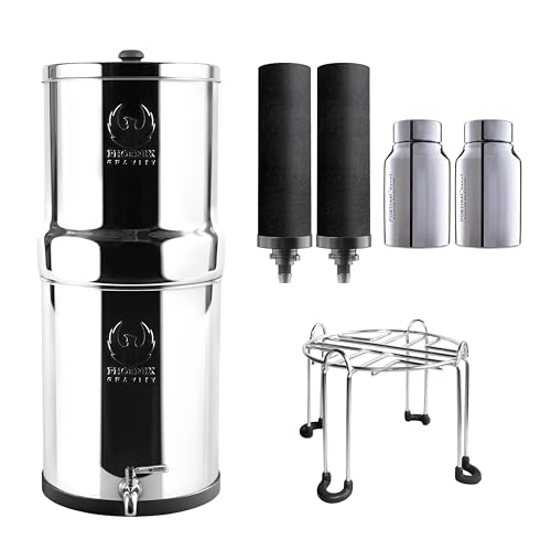 Système De Filtration D'eau Newton 6L Par Gravité - 2 Filtres Céramique, Support Inox, élimination Métaux Lourds