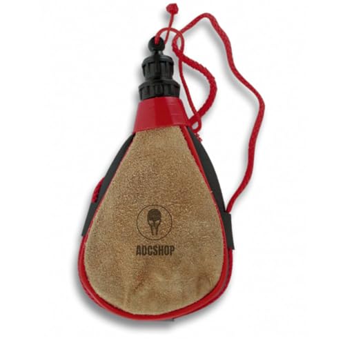 Adcshop Bota De Vino Tradicional Recta - Capacidad 1 4 Litros - 250 Ml. - En Cuero Vacuno Serraje - 20 Cm X 11 Cm - Peso Vacía 25 Grs. - Cierre Brocal Anti-Goteo