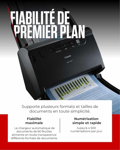 Canon imageFORMULA DR-C230 Scanner de Document, numérisation Recto Verso, Alimentation USB, pour la Maison et Le Bureau, 30 Pages/Min, Chargeur Auto 60 Pages, Logiciel CaptureOnTouch de Canon – Image 5