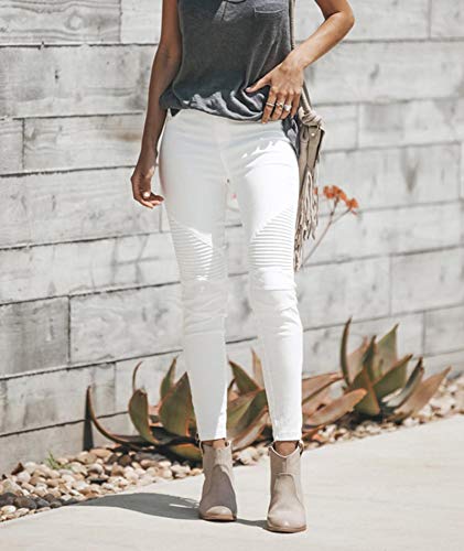 ECDAHICC Women‘s High Elastic Waist Demin Pants Pull On Skinny Ruched Legging Jeans Butt Lifting Slim Pencil Trousers4