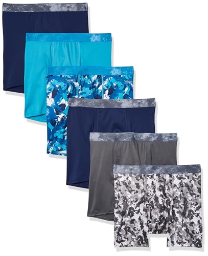 Reviews de Trunks Niño que Puedes Comprar On-line. 49 Hanes Boys Performance - Calzoncillos Tipo Calzones Tipo Calzones para niños, Estampados Surtidos y sólidos, Paquete de 6, Azul/Gris - Paquete de 6, Large