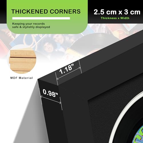 Image of DUENPY 15.6x31.5 Vinyl Frame For 12.5x12.5 Cover Black White Mat | Displays 12.5x12.5 Album Cover Art, Supports Wall Mounting For Home Music-Themed Wall Decor.