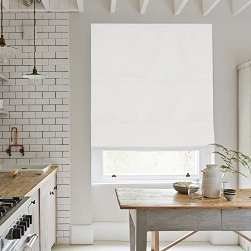 Cresmar Cordless Roman Shades Blackout Fabric White 27W X 64H, Window Blinds And Room Darkening Shades, Thermal Insulated, Easy To Pull Down #TOP5