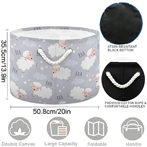 Image of visesunny Sweet Dreams Sheep Animal Pattern Laundry Baskets Fabric Storage Bin Storage Box Collapsible Storage Basket Toy Clothes Shelves Basket for Bathroom,Bedroom,Nursery,Closet,Office
