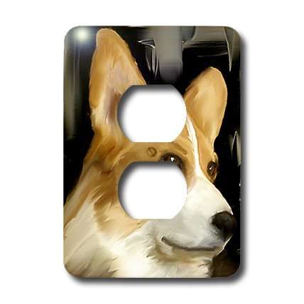 Cache de prise Corgi double plaque decorative pour interrupteur mural