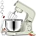 Vezzio Knetmaschine zum Backen, 1500 Watt Kompaktkneter, 10-stufiger ger&auml;uscharmer Teigkneter mit 4,5-Liter-Sch&uuml;ssel, inkl. Schneebesen, Knethaken, R&uuml;hrbesen und Spritzschutz (Gr&uuml;n)