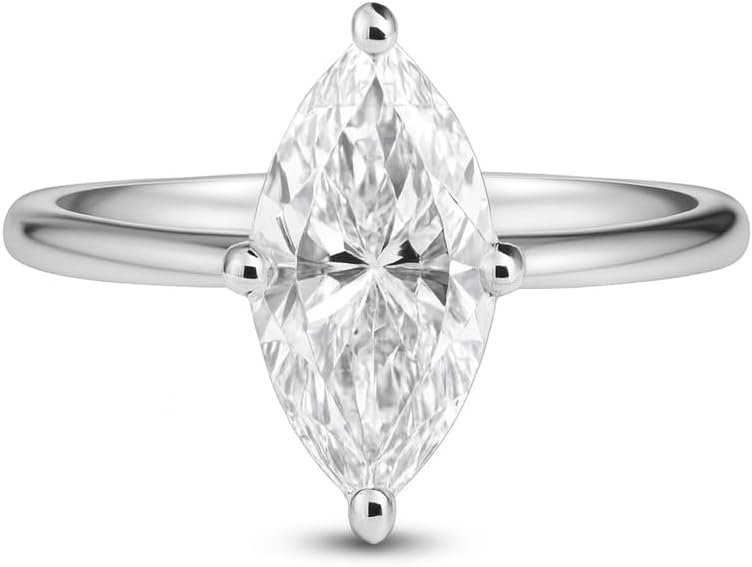 1CT Marquise Cut Solitaire Moissanite Engagement Ring Classic 14K White Gold Promise Ring for Women Minimalist Bridal Wedding Jewelry Gift