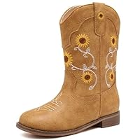 Motasha Girls Cowboy Boots Size 2 Big Kid Cowgirl Boots Kids Western Tan Girls' Boot Dress Flower 9 Year Old Size 2 Big Girl Fall Square Toe Riding Wedding Dancing (M7125 Sf Light Brown 2)