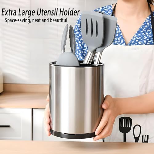 Image of TENOM Stainless Steel Spoon Holder Stand for Kitchen, Cutlery & Utensil Organizer with Drainage, Spoon, Ladle & Spatula Holder