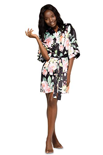 Image of Turquaz Women's Silky Satin Kimono Robes for Bridesmaids, Bride, Short Loungewear, Lingerie Dressing Gown Silk Like VS Robe
