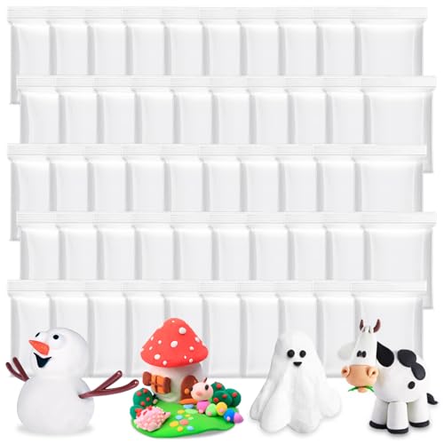 50 Pack White Air Dry Foam Clay,Soft Magic Modeling Clay,Super
