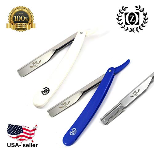 (BEARD) WET CUT THROAT STRAIGHT RAZOR BARBER SALON 2 PCS + FREE BLADES