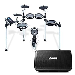 Alesis Command Mesh Kit + Strike Amp 12-8 Teile E-Drum Kit mit Mesh Heads, Chrom Rack und Command Drum Modul inclusive + 2000-Watt-Ultra-Portable-Drum-Lautsprecher